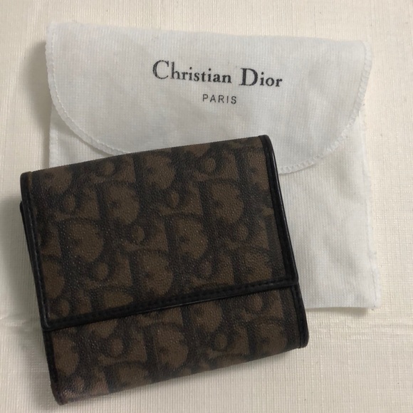 Vintage Dior oblique bifold wallet in brown - Picture 1 of 6